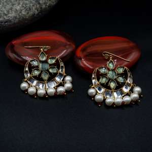 Blue and white baali with pearls
