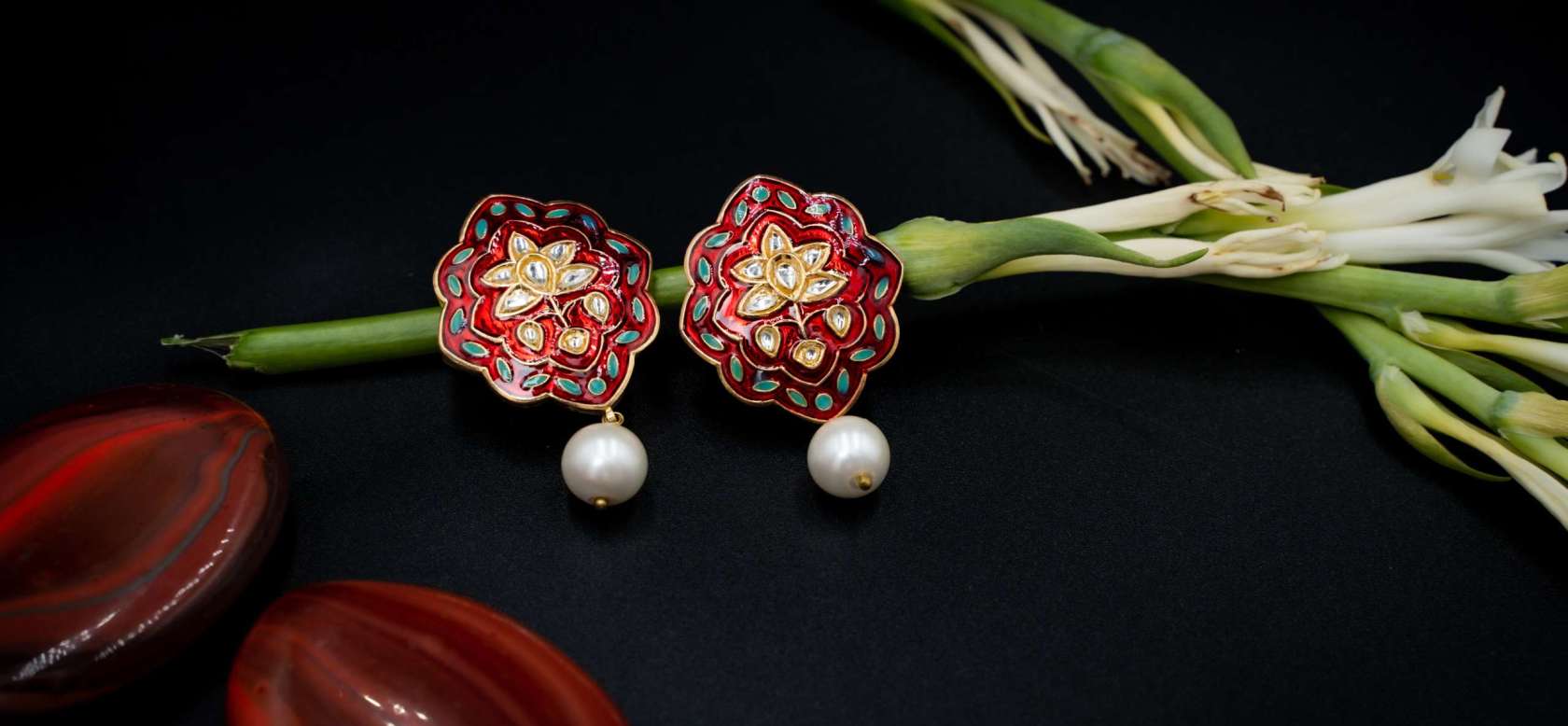 Red Meena Studs (CT1-S116)